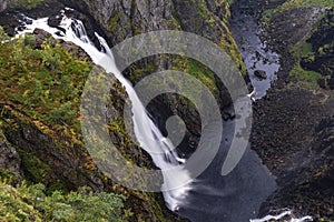 One of the most popular Norwegian waterfalls called VÃ¸ringfossen Voringfossen