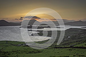 Sunet near Ring of Kerry in Irland, at the shore of the Atlantic Ocean