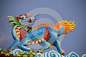 One Multicolor Ceramic Dragon Horse