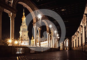 Spain square seville evening photo