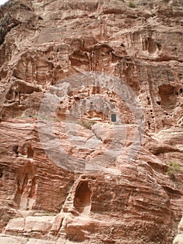 One of Nabataean burial sites in Petra Historic Reserve near city of Wadi Musa which contains Petra in Jordan
