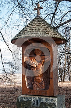 One of the new Stations of the Cross to the hill of Uhlirsky vrch near Bruntal