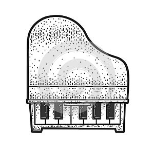 One octave small piano sketch raster illustration