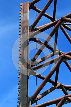 One Offshore Jack Up Rig Leg Close Up