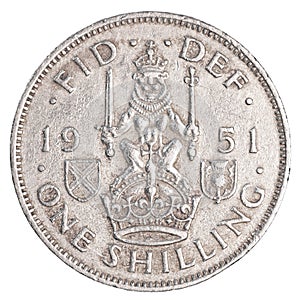 One old british shilling coin