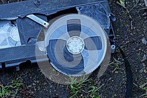 One old broken plastic video cassette