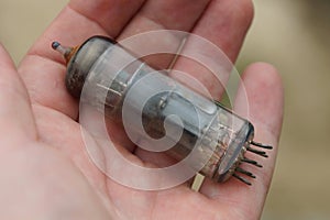 One old gray glass transistor lamp