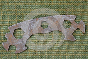 One old rusty iron bicycle tool
