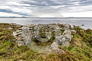 One of the old sentry fortifications made of rocks which surround historical Fjoloy fort