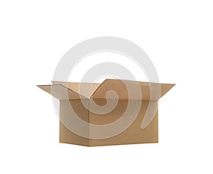 One open cardboard box, on white background