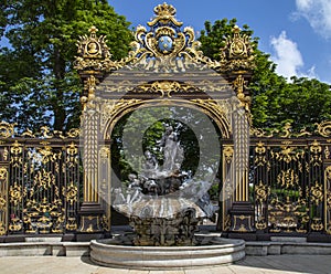 One of the ornate gates and fountains in Stanislas Place - Nancy