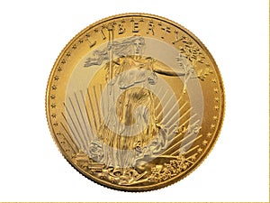 One ounce gold $ 50. Liberty coin used as a hedge against inflation