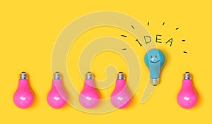 One outstanding idea concept with light bulbs