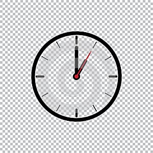 One oâ€™Clock flat style icon template isolated on transparent background, Black clock icon vector illustration.