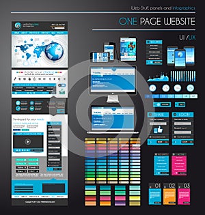 One page website flat UI UXdesign template.