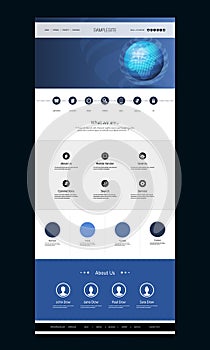 One Page Website Template with Earth Globe, Abstract Header Design