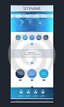 One Page Website Template with World Map Header Design