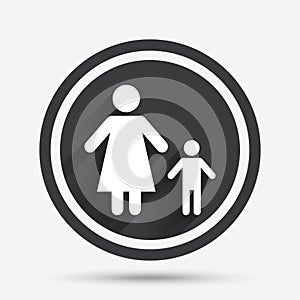 One-parent family with one child sign icon.