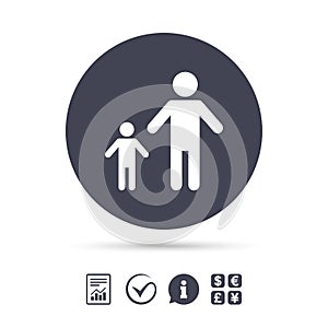 One-parent family with one child sign icon.