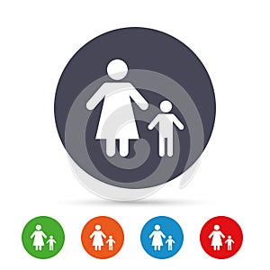 One-parent family with one child sign icon.