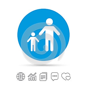 One-parent family with one child sign icon.