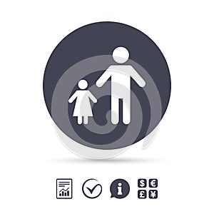 One-parent family with one child sign icon.