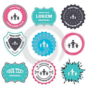 One-parent family with two children sign icon.