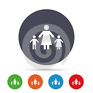 One-parent family with two children sign icon.