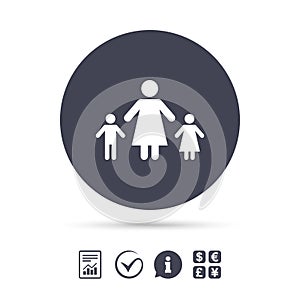 One-parent family with two children sign icon.