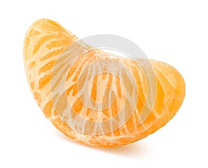 One peeled piece of mandarin, tangerine or clementine