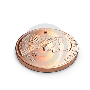 One Penny coin isolated over white. 3D illustration, clipping path