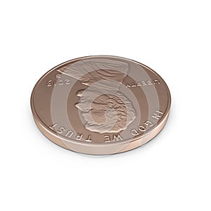 One Penny coin isolated over white. 3D illustration, clipping path