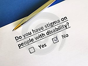 Questionnaire about stigma