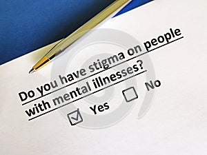 Questionnaire about stigma