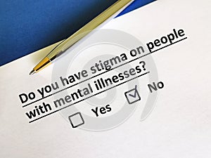 Questionnaire about stigma