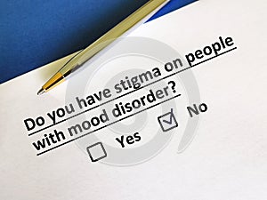 Questionnaire about stigma