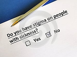 Questionnaire about stigma