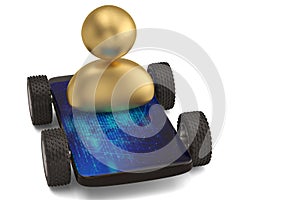 One person on smart phone auto.3D illustration