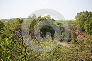 A panorama of the fields and buildings of Greater Manchester, and the counties of Lancashire UK