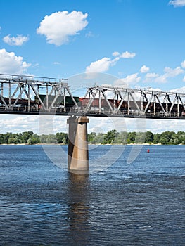 One of the piers supporting the railroad bridge