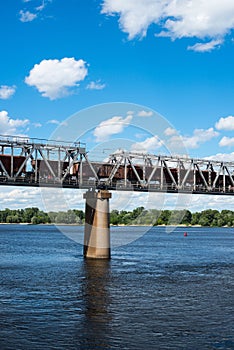 One of the piers supporting the railroad bridge