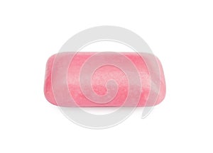 One pink chewing gum isolated on white