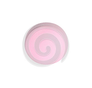 One pink pill on white background. Medicinal treatment