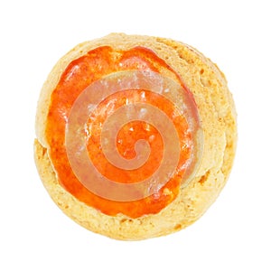 one plain scone for afternoon tea on white