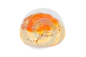 one plain scone for afternoon tea on white