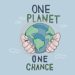 One planet on chance cartoon vector illustration