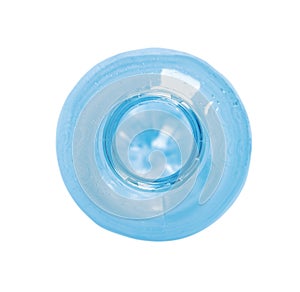 One plastic bottle on white background, top view.