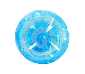 One plastic bottle on white background, top view.