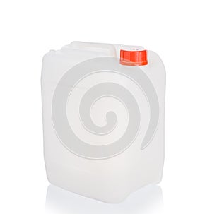 One Plastic jerrycan isolated on white background
