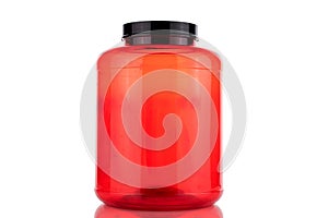 One plastic container for the kitchen, close-up, isolated on a white background.